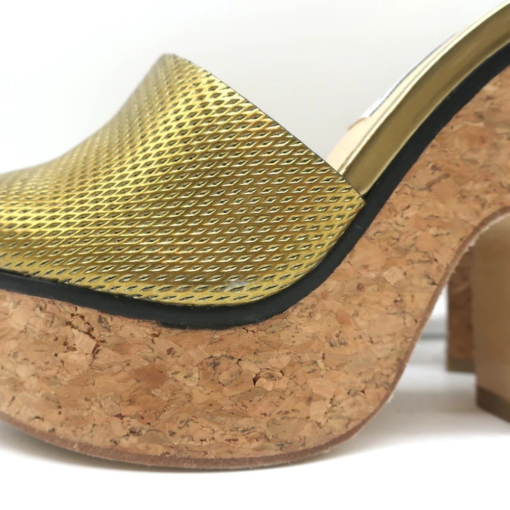 Jimmy Choo Deedee 125 Cork Platform Sandals Gold Metallic Leather Size 36 NEW - Picture 6 of 12